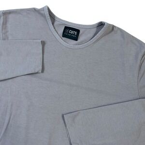 Cuts Elongated Long‎ Sleeve T Shirt Curve Hem Men's Sz Large Mauve Pink